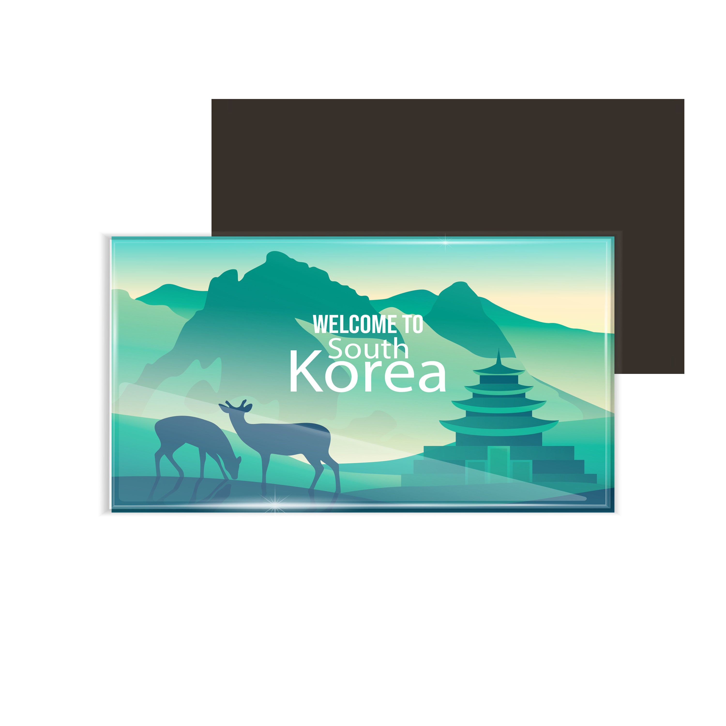 dhcrafts Fridge Magnet Rectangle Acrylic Glass (8.6 x 5.4 cm) Multicolor Travel Korea Design Pack of 1